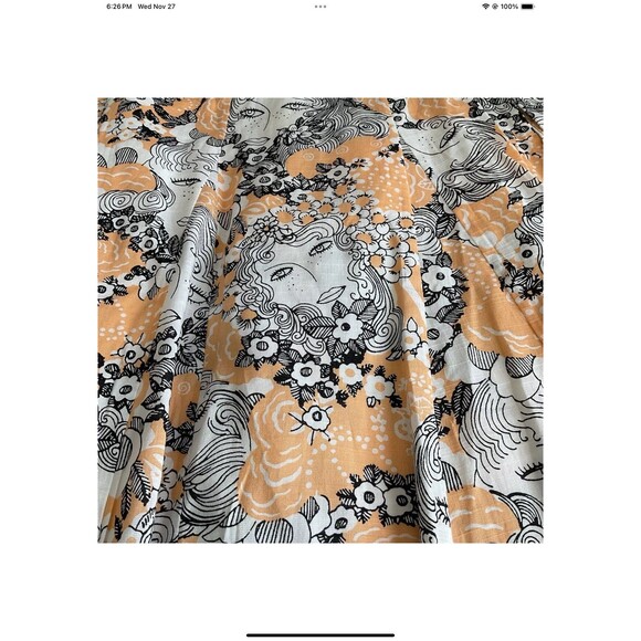 Modcloth Peeking at Perfection Wm’s Sz 16 A-Line Wrap Skirt Floral Peach Orange - Picture 6 of 11